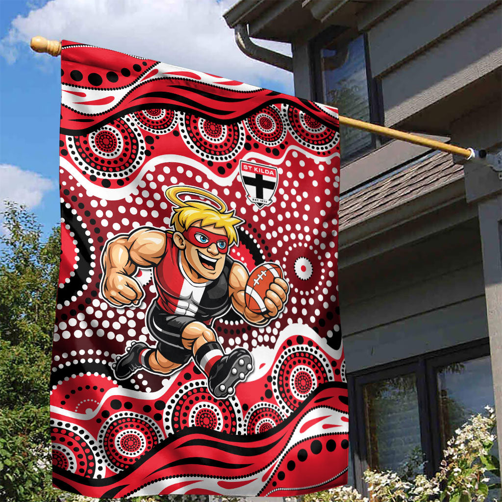 St Kilda Saints Garden Flag Aboriginal Dot Pattern - Football Mascot Heritage Pride