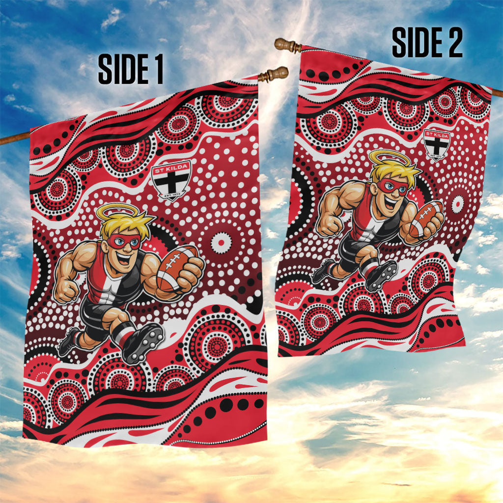 St Kilda Saints Garden Flag Aboriginal Dot Pattern - Football Mascot Heritage Pride
