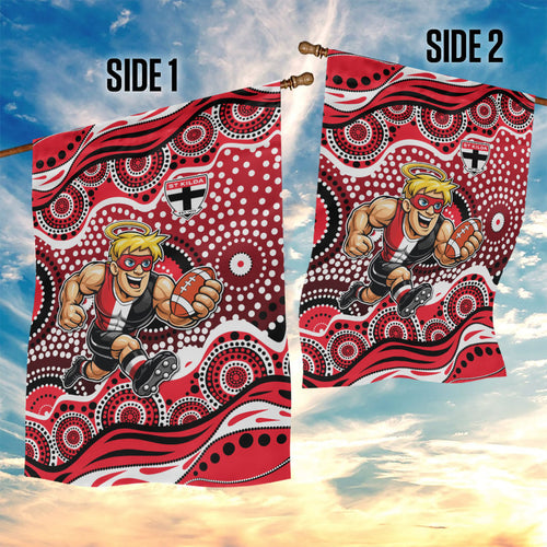 St Kilda Saints Garden Flag Aboriginal Dot Pattern - Football Mascot Heritage Pride