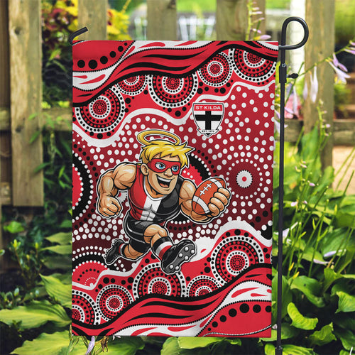St Kilda Saints Garden Flag Aboriginal Dot Pattern - Football Mascot Heritage Pride