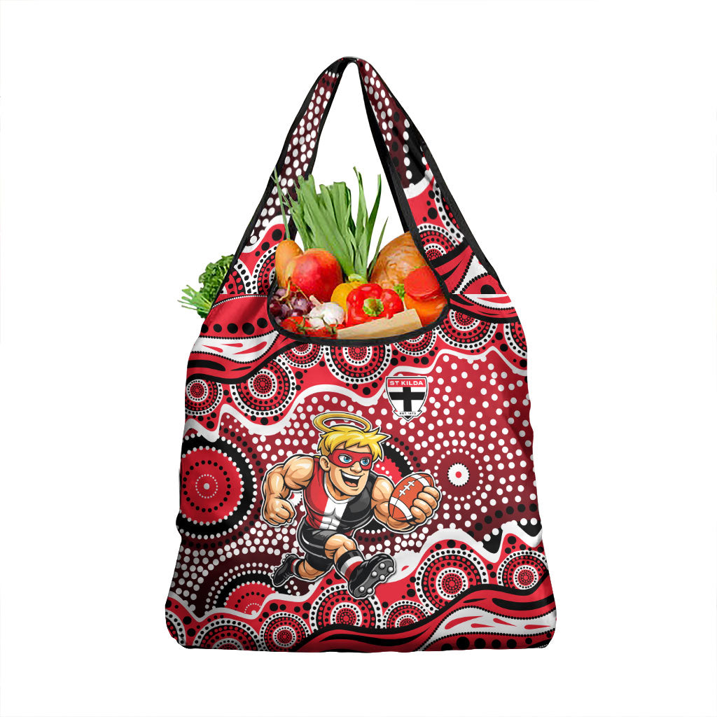 St Kilda Saints Grocery Bag Aboriginal Dot Pattern - Football Mascot Heritage Pride