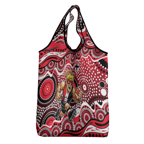 St Kilda Saints Grocery Bag Aboriginal Dot Pattern - Football Mascot Heritage Pride