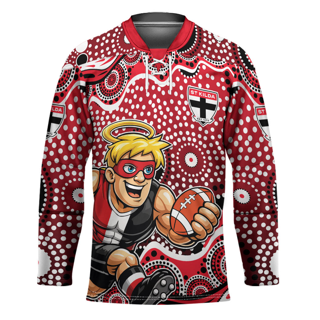 St Kilda Saints Hockey Jersey Aboriginal Dot Pattern - Football Mascot Heritage Pride