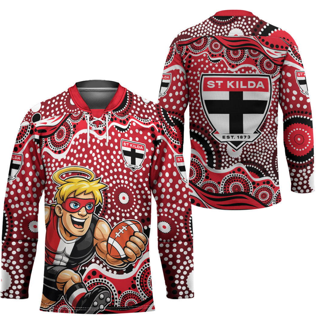 St Kilda Saints Hockey Jersey Aboriginal Dot Pattern - Football Mascot Heritage Pride