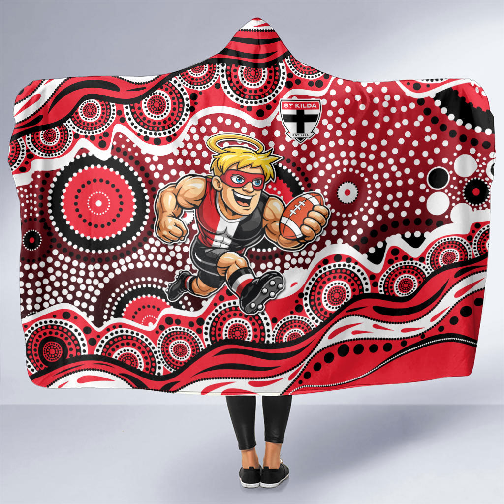 St Kilda Saints Hooded Blanket Aboriginal Dot Pattern - Football Mascot Heritage Pride