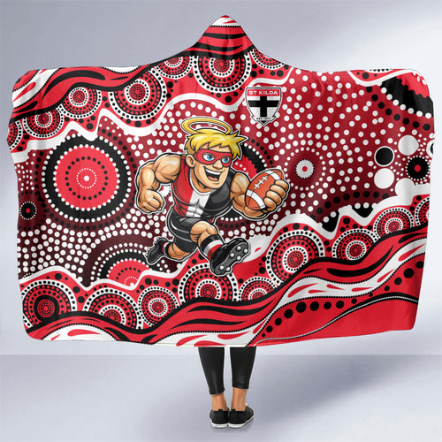 St Kilda Saints Hooded Blanket Aboriginal Dot Pattern - Football Mascot Heritage Pride