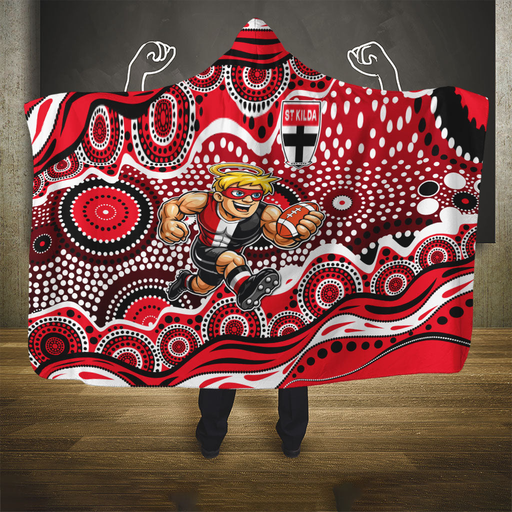 St Kilda Saints Hooded Blanket Aboriginal Dot Pattern - Football Mascot Heritage Pride