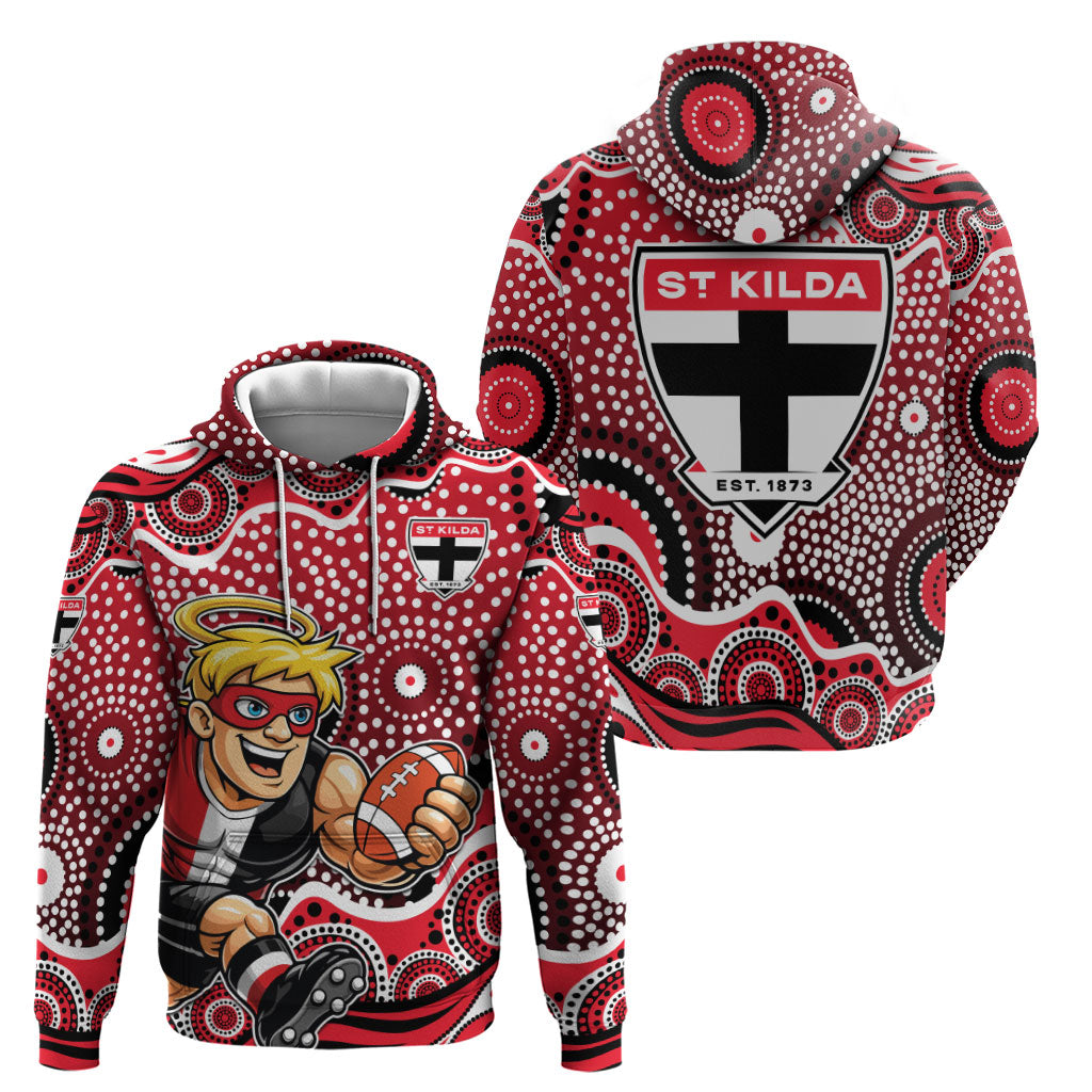 St Kilda Saints Hoodie Aboriginal Dot Pattern - Football Mascot Heritage Pride