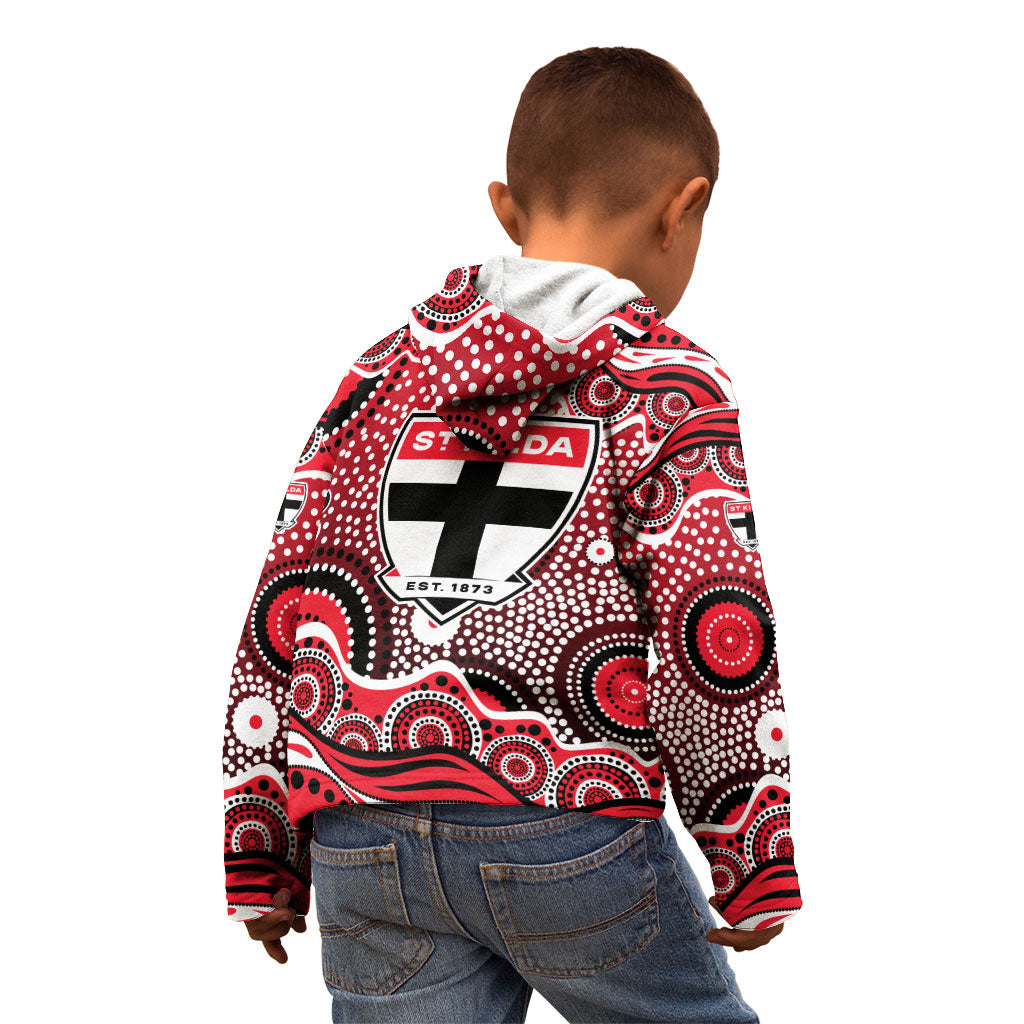 St Kilda Saints Kid Hoodie Aboriginal Dot Pattern - Football Mascot Heritage Pride