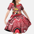 St Kilda Saints Kid Short Sleeve Dress Aboriginal Dot Pattern - Football Mascot Heritage Pride