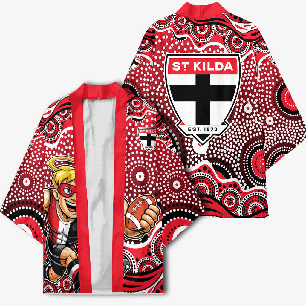 St Kilda Saints Kimono Aboriginal Dot Pattern - Football Mascot Heritage Pride