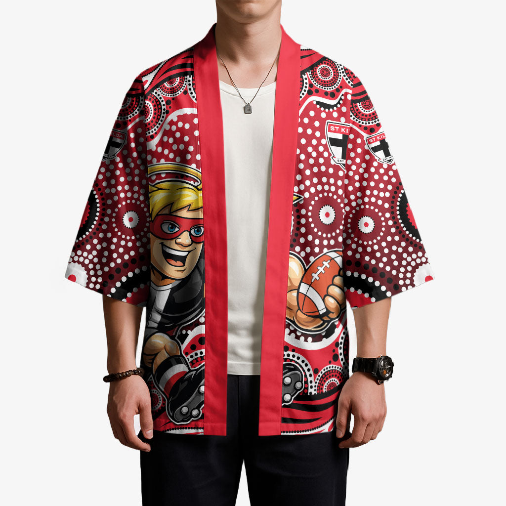 St Kilda Saints Kimono Aboriginal Dot Pattern - Football Mascot Heritage Pride