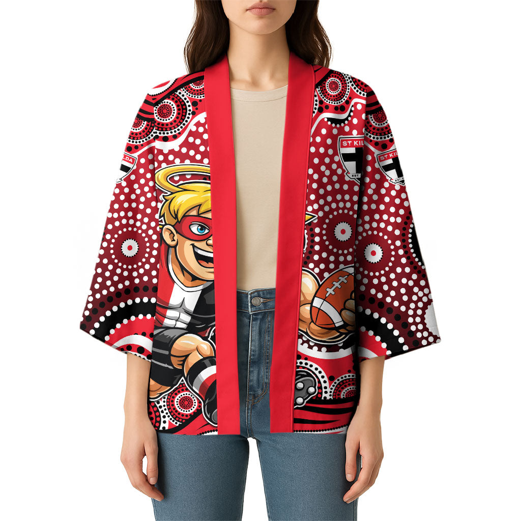 St Kilda Saints Kimono Aboriginal Dot Pattern - Football Mascot Heritage Pride