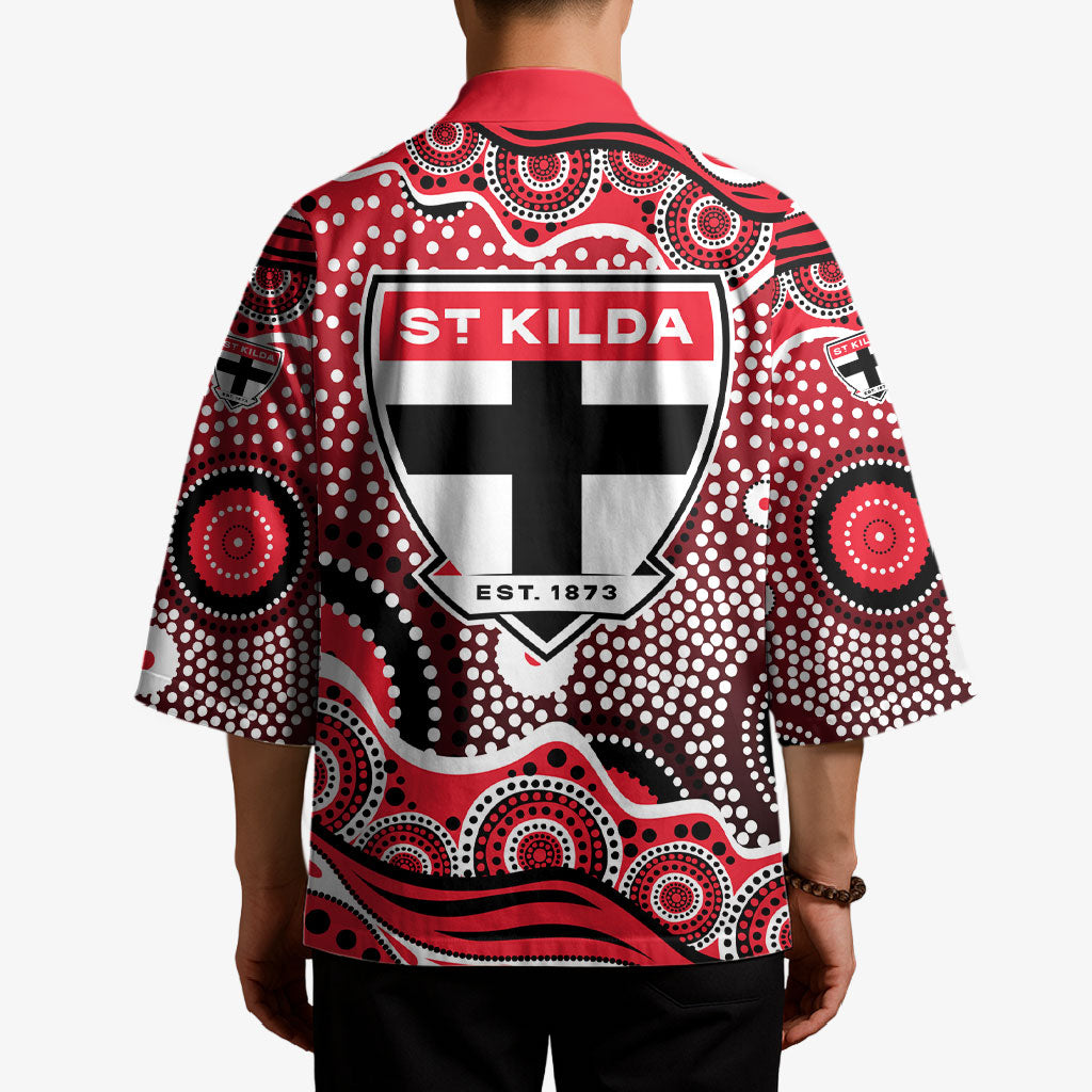 St Kilda Saints Kimono Aboriginal Dot Pattern - Football Mascot Heritage Pride