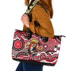 St Kilda Saints Leather Tote Bag Aboriginal Dot Pattern - Football Mascot Heritage Pride