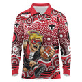 St Kilda Saints Long Sleeve Polo Shirt Aboriginal Dot Pattern - Football Mascot Heritage Pride