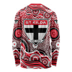 St Kilda Saints Long Sleeve Shirt Aboriginal Dot Pattern - Football Mascot Heritage Pride