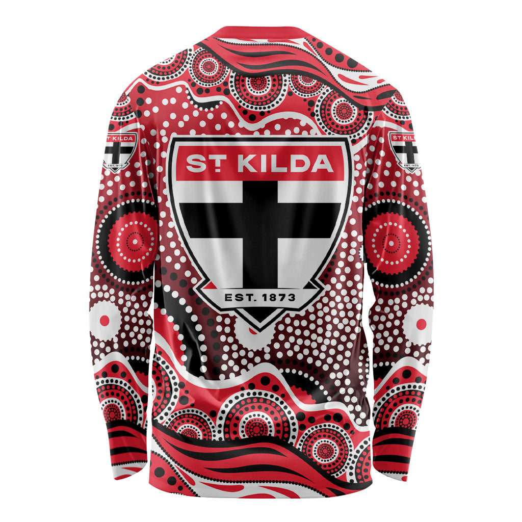 St Kilda Saints Long Sleeve Shirt Aboriginal Dot Pattern - Football Mascot Heritage Pride