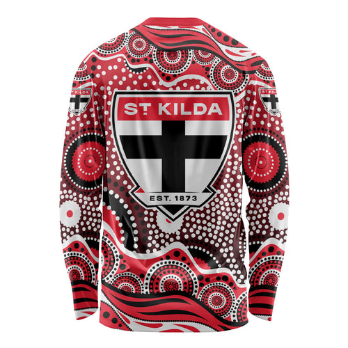 St Kilda Saints Long Sleeve Shirt Aboriginal Dot Pattern - Football Mascot Heritage Pride
