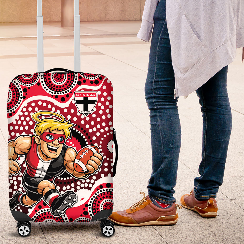St Kilda Saints Luggage Cover Aboriginal Dot Pattern - Football Mascot Heritage Pride