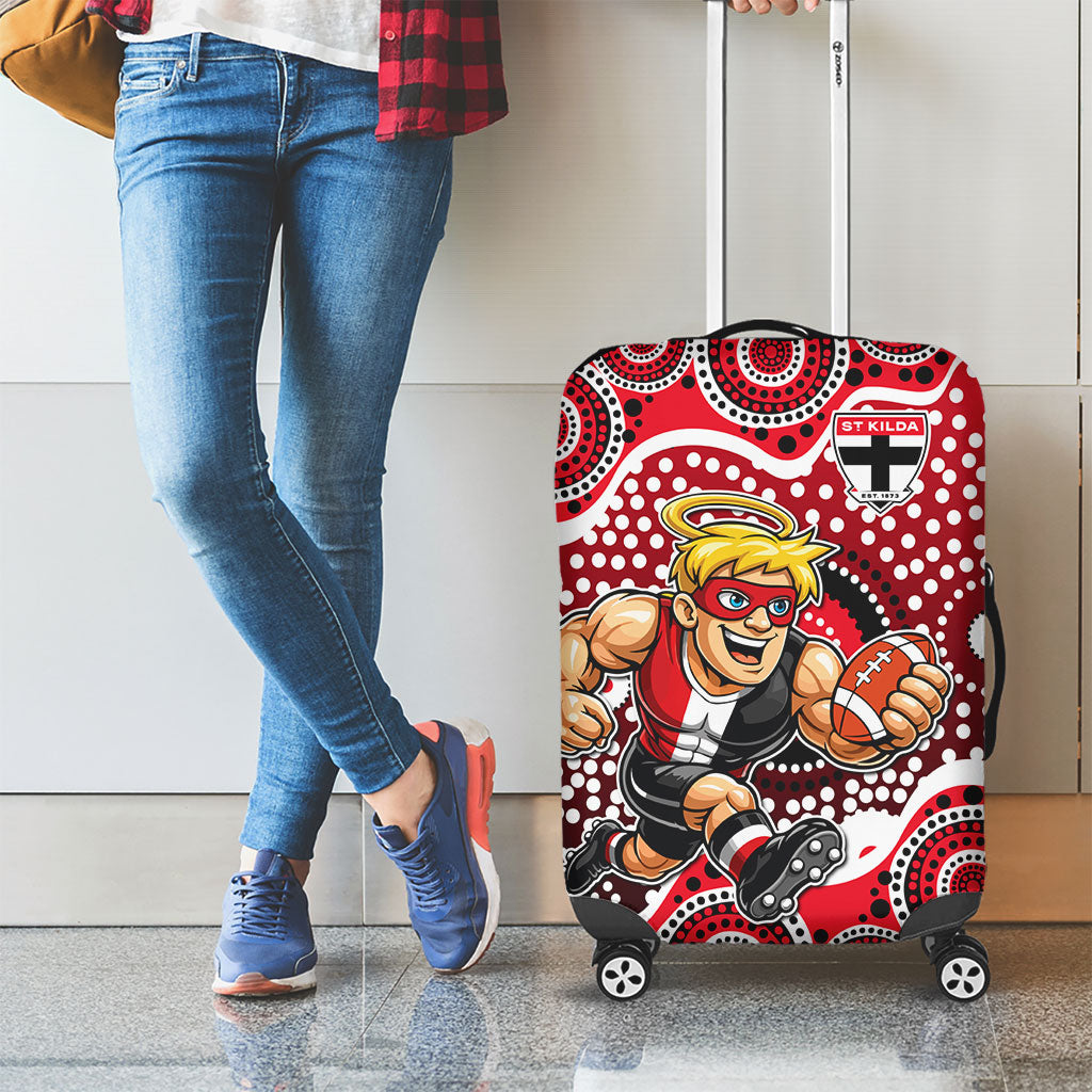 St Kilda Saints Luggage Cover Aboriginal Dot Pattern - Football Mascot Heritage Pride