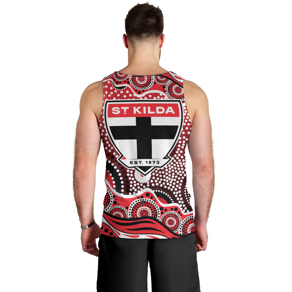St Kilda Saints Men Tank Top Aboriginal Dot Pattern - Football Mascot Heritage Pride