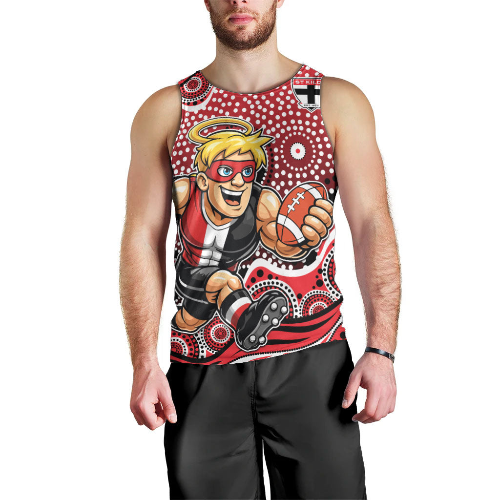 St Kilda Saints Men Tank Top Aboriginal Dot Pattern - Football Mascot Heritage Pride
