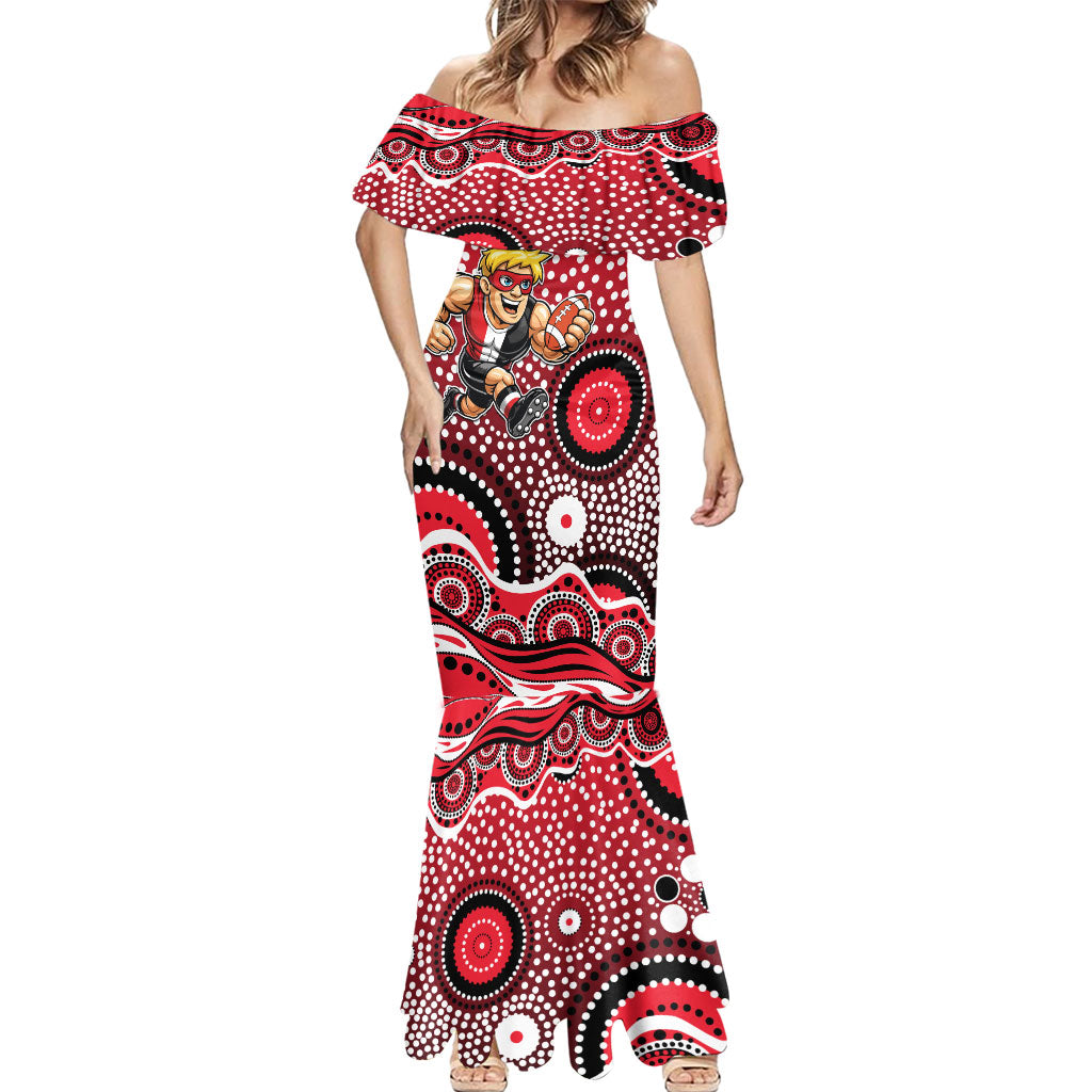 St Kilda Saints Mermaid Dress Aboriginal Dot Pattern - Football Mascot Heritage Pride