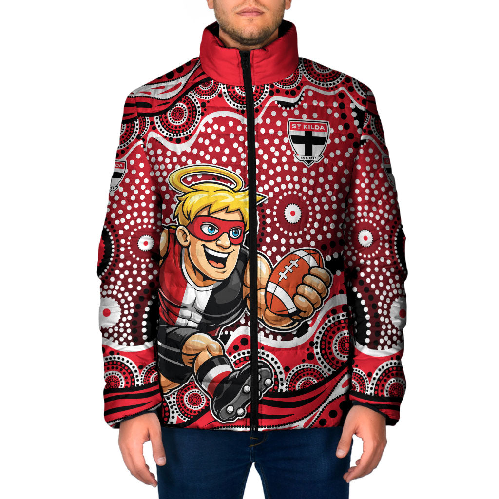 St Kilda Saints Padded Jacket Aboriginal Dot Pattern - Football Mascot Heritage Pride