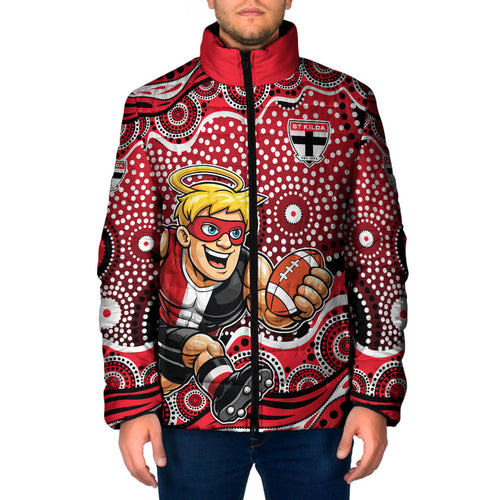 St Kilda Saints Padded Jacket Aboriginal Dot Pattern - Football Mascot Heritage Pride