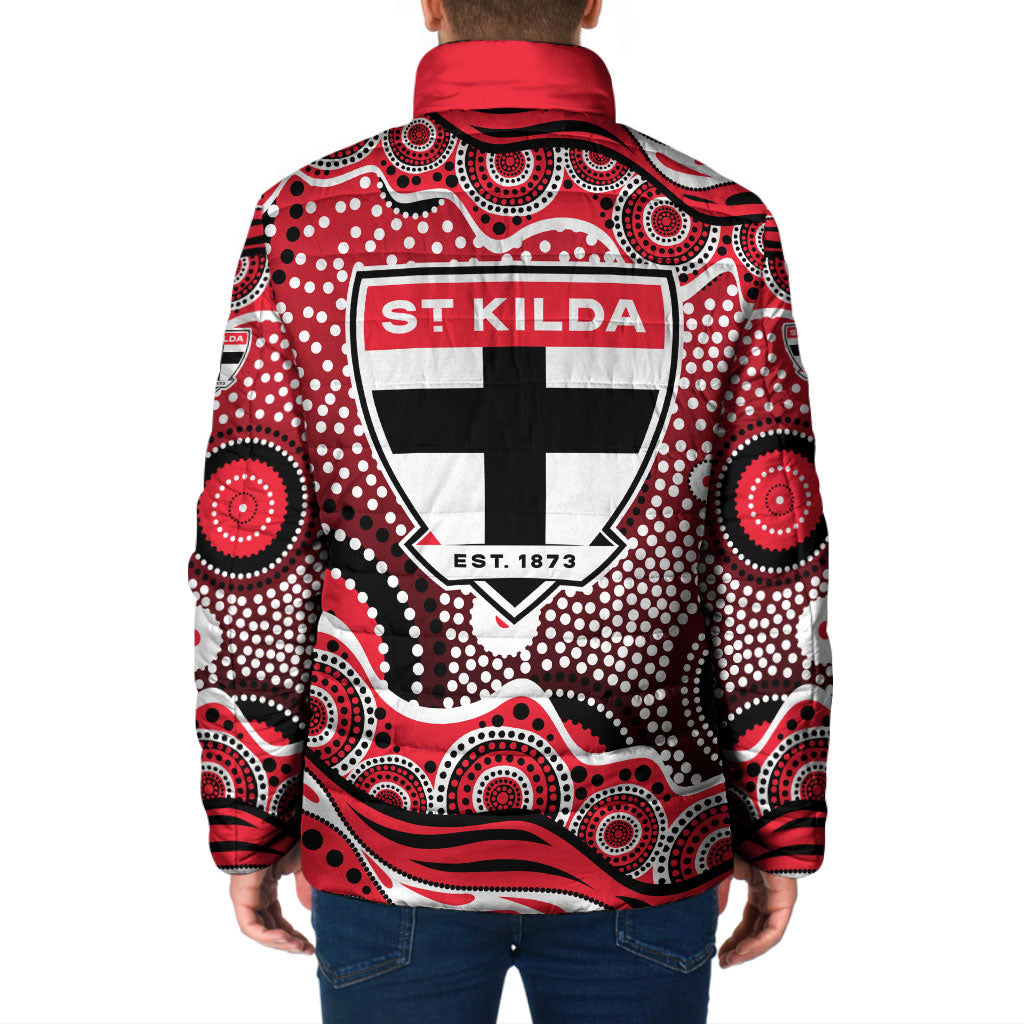 St Kilda Saints Padded Jacket Aboriginal Dot Pattern - Football Mascot Heritage Pride