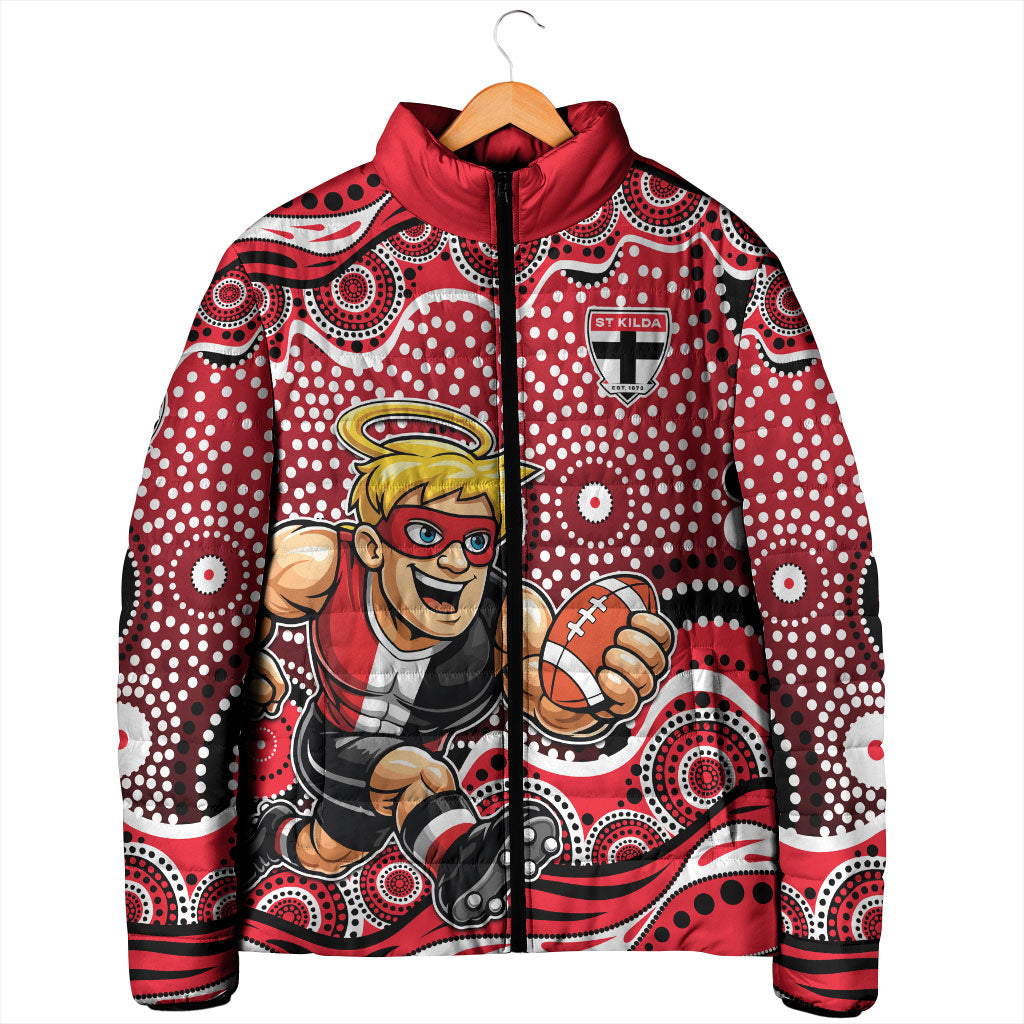 St Kilda Saints Padded Jacket Aboriginal Dot Pattern - Football Mascot Heritage Pride