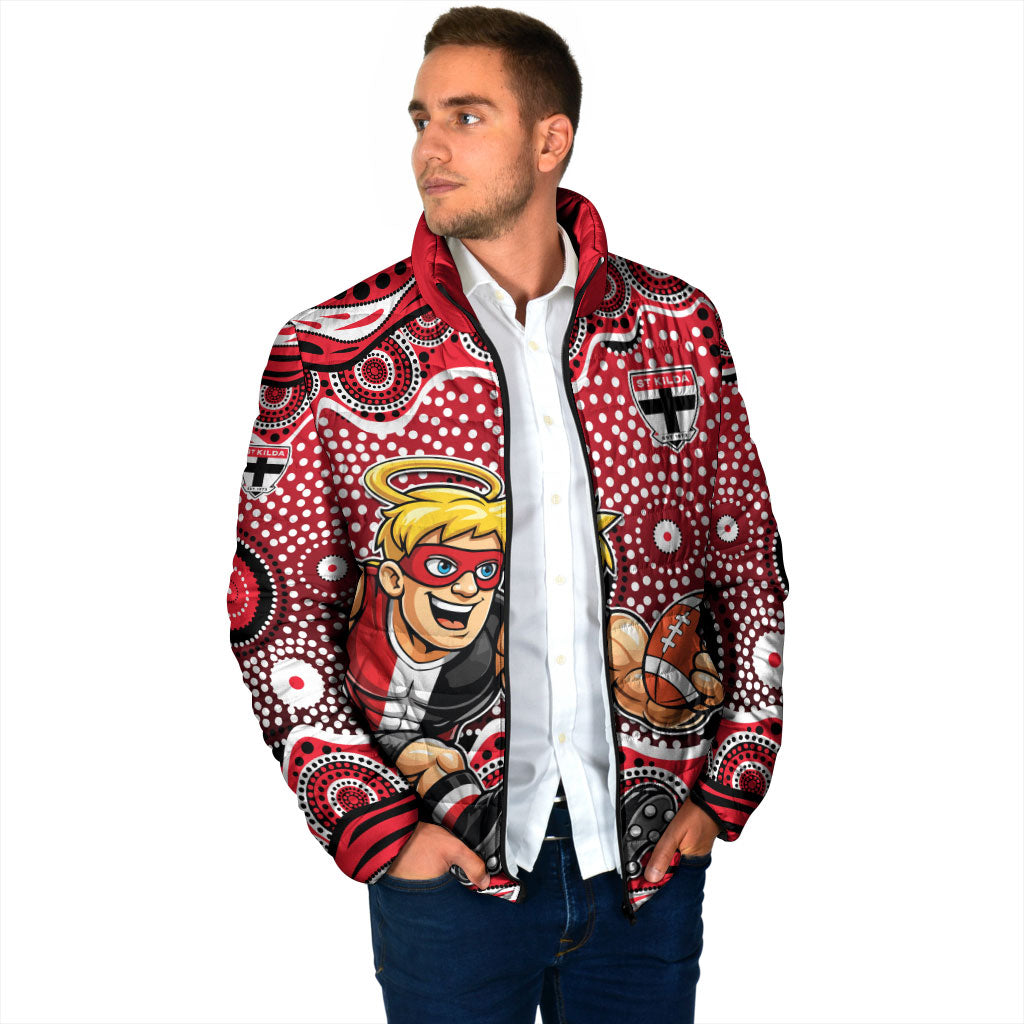 St Kilda Saints Padded Jacket Aboriginal Dot Pattern - Football Mascot Heritage Pride