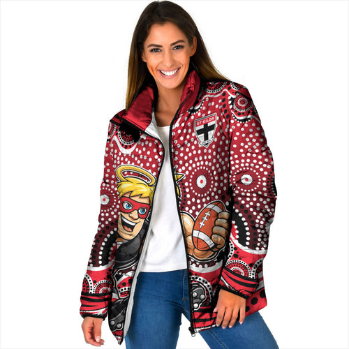 St Kilda Saints Padded Jacket Aboriginal Dot Pattern - Football Mascot Heritage Pride