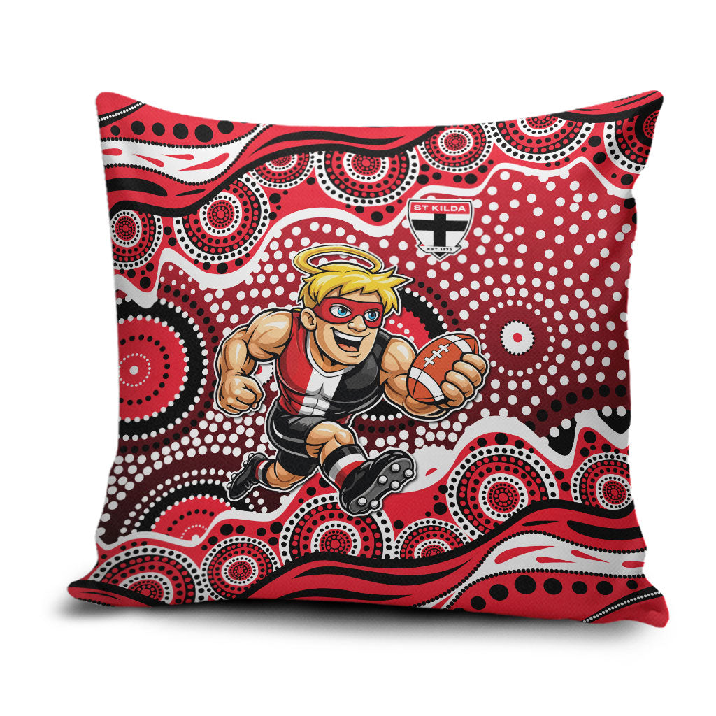 St Kilda Saints Pillow Cover Aboriginal Dot Pattern - Football Mascot Heritage Pride