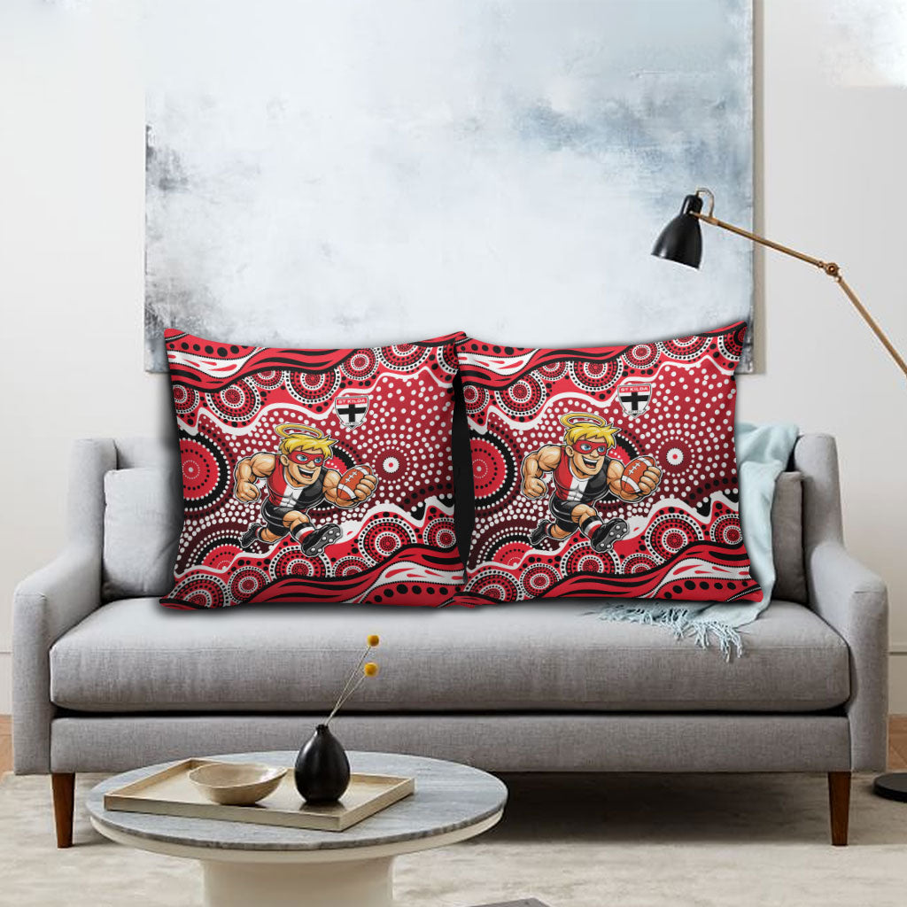 St Kilda Saints Pillow Cover Aboriginal Dot Pattern - Football Mascot Heritage Pride