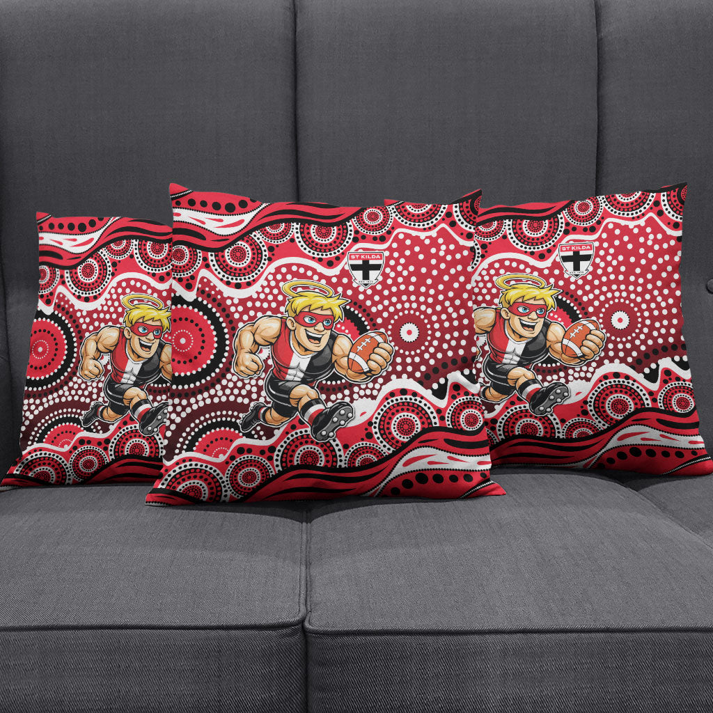 St Kilda Saints Pillow Cover Aboriginal Dot Pattern - Football Mascot Heritage Pride