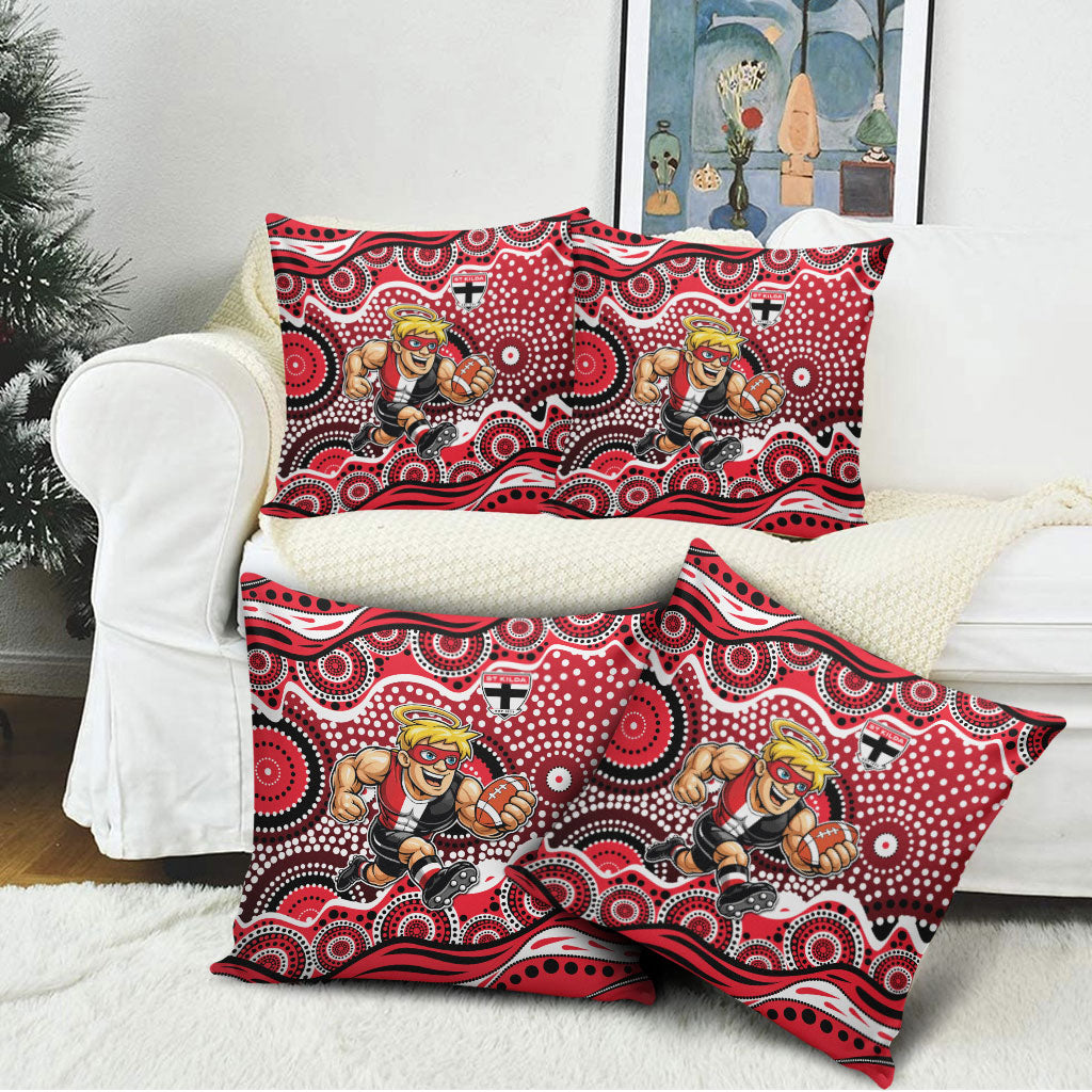 St Kilda Saints Pillow Cover Aboriginal Dot Pattern - Football Mascot Heritage Pride