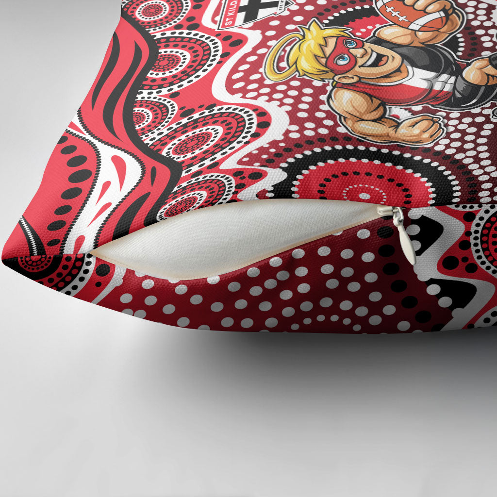 St Kilda Saints Pillow Cover Aboriginal Dot Pattern - Football Mascot Heritage Pride