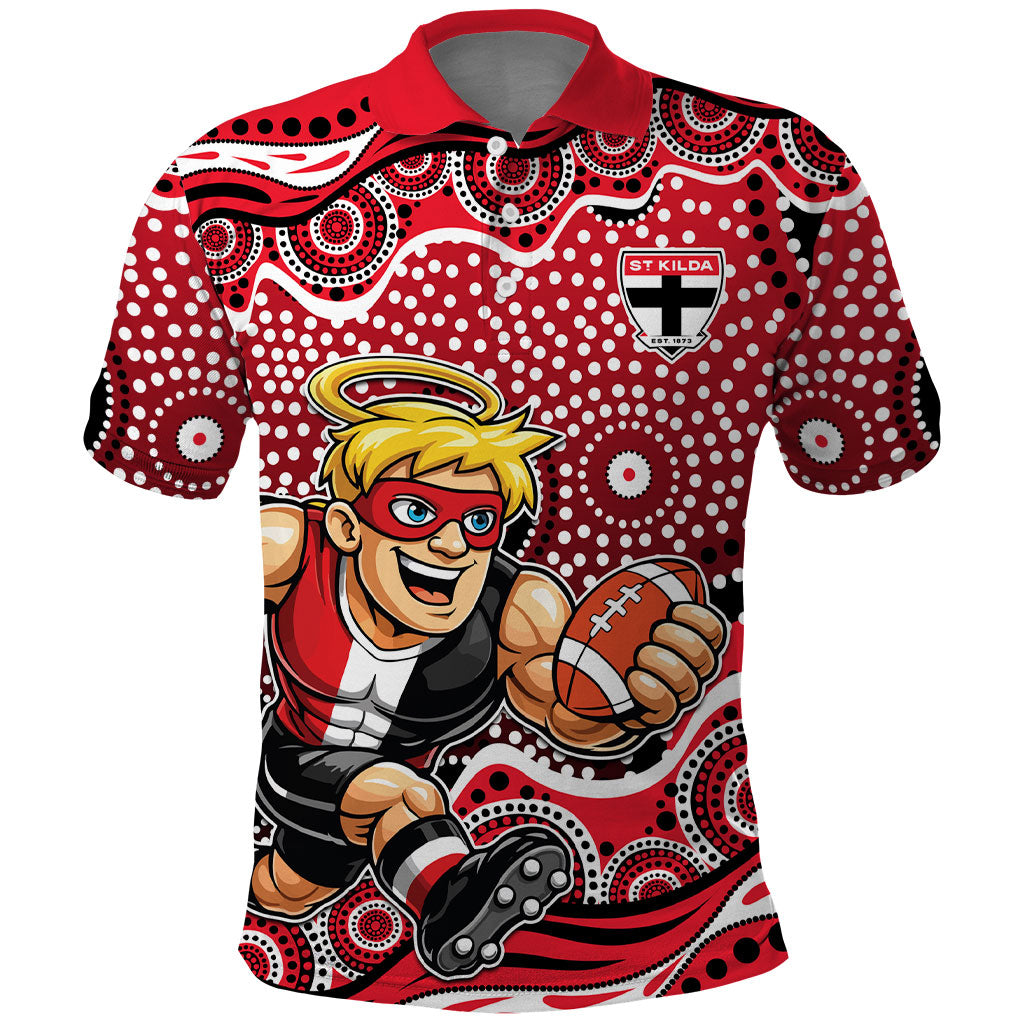 St Kilda Saints Polo Shirt Aboriginal Dot Pattern - Football Mascot Heritage Pride