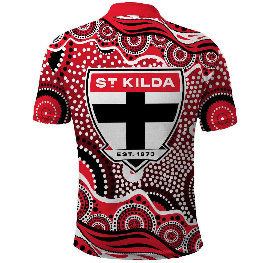 St Kilda Saints Polo Shirt Aboriginal Dot Pattern - Football Mascot Heritage Pride