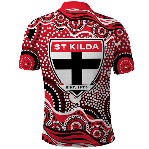 St Kilda Saints Polo Shirt Aboriginal Dot Pattern - Football Mascot Heritage Pride