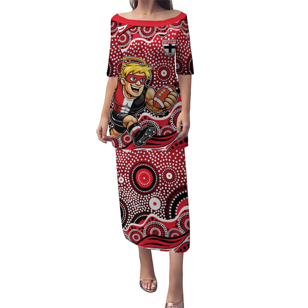 St Kilda Saints Puletasi Aboriginal Dot Pattern - Football Mascot Heritage Pride