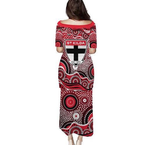 St Kilda Saints Puletasi Aboriginal Dot Pattern - Football Mascot Heritage Pride