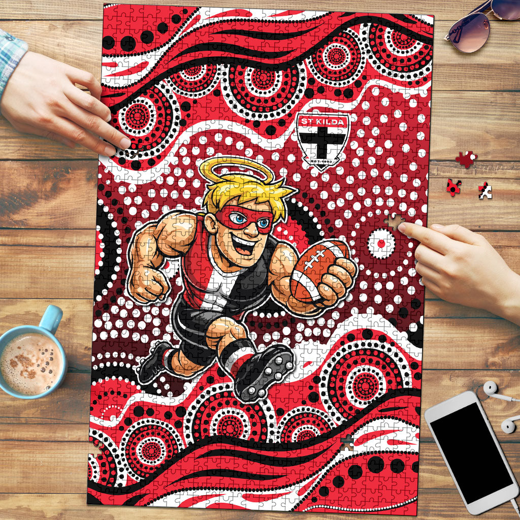 St Kilda Saints Puzzle Aboriginal Dot Pattern - Football Mascot Heritage Pride
