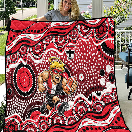 St Kilda Saints Quilt Aboriginal Dot Pattern - Football Mascot Heritage Pride