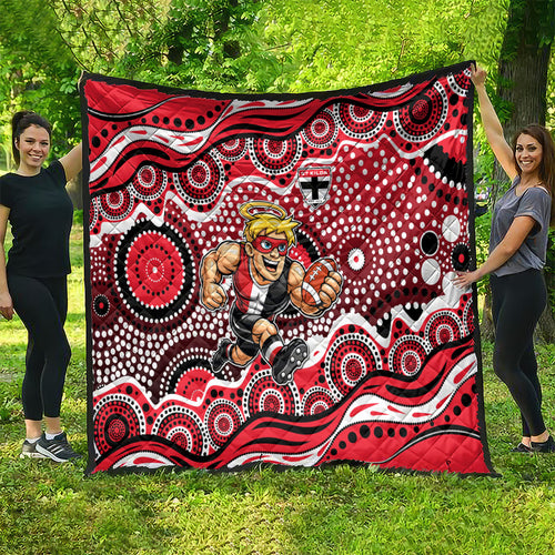 St Kilda Saints Quilt Aboriginal Dot Pattern - Football Mascot Heritage Pride