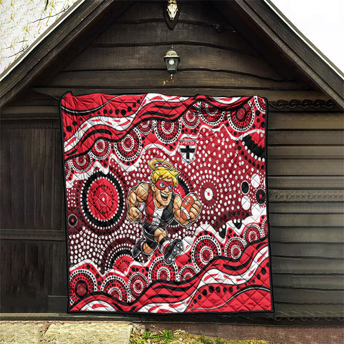 St Kilda Saints Quilt Aboriginal Dot Pattern - Football Mascot Heritage Pride