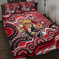 St Kilda Saints Quilt Bed Set Aboriginal Dot Pattern - Football Mascot Heritage Pride