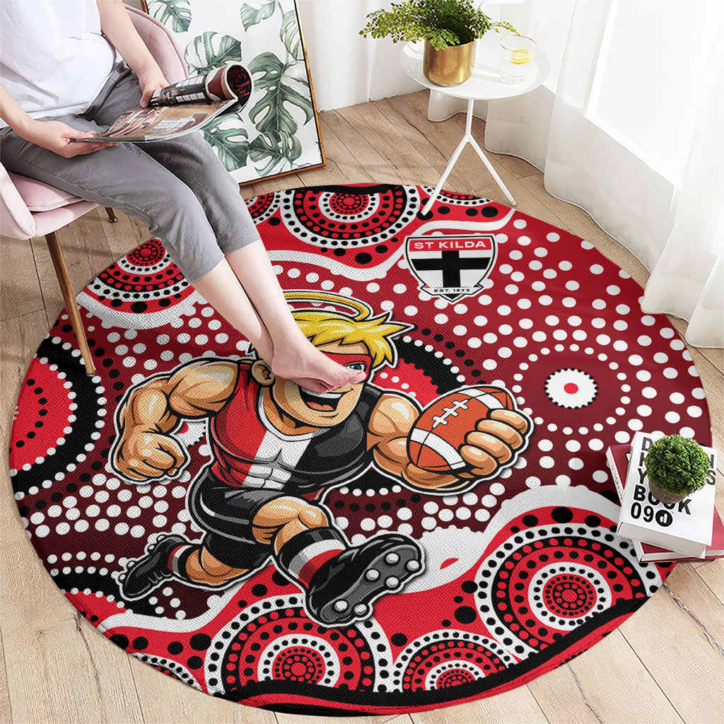 St Kilda Saints Round Carpet Aboriginal Dot Pattern - Football Mascot Heritage Pride